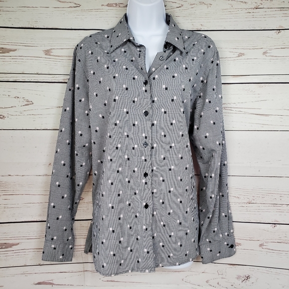 Foxcroft Tops - FOXCROFT gingham button down shirt size 14